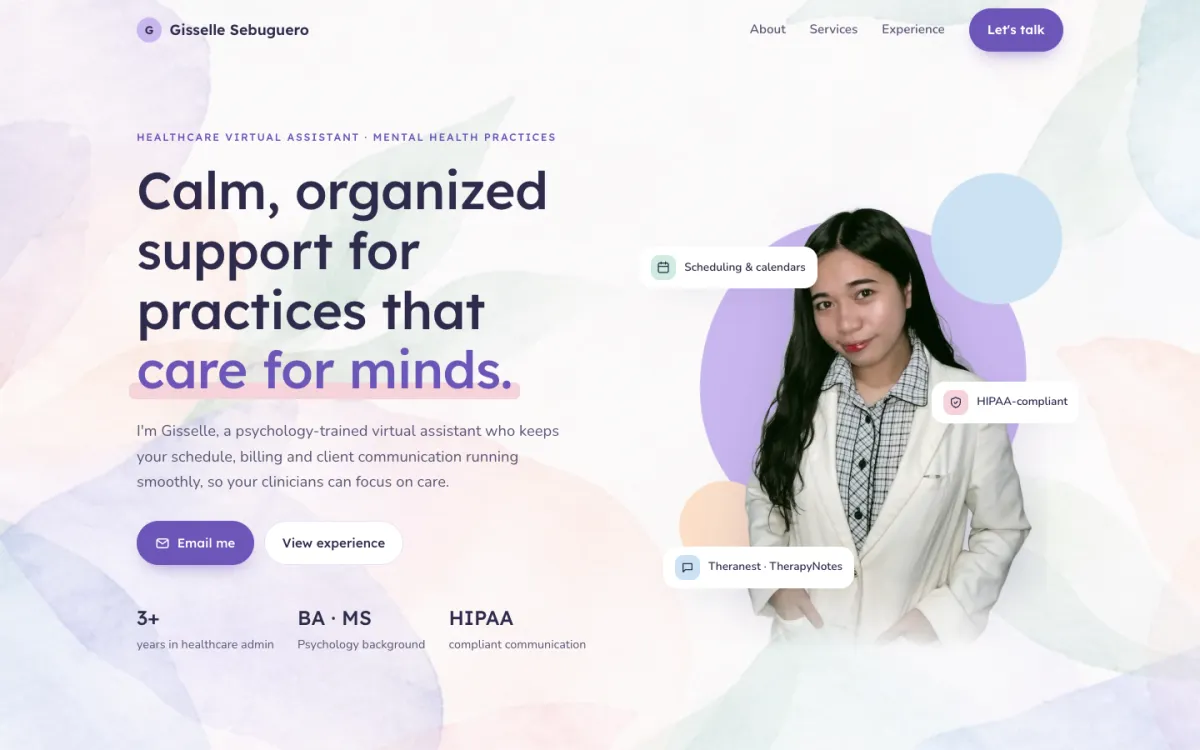 Homepage of Gisselle Sebuguero