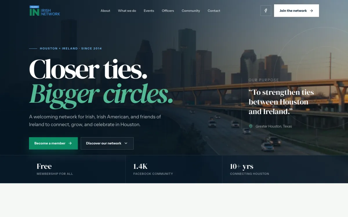 Homepage of Irish Network Houston